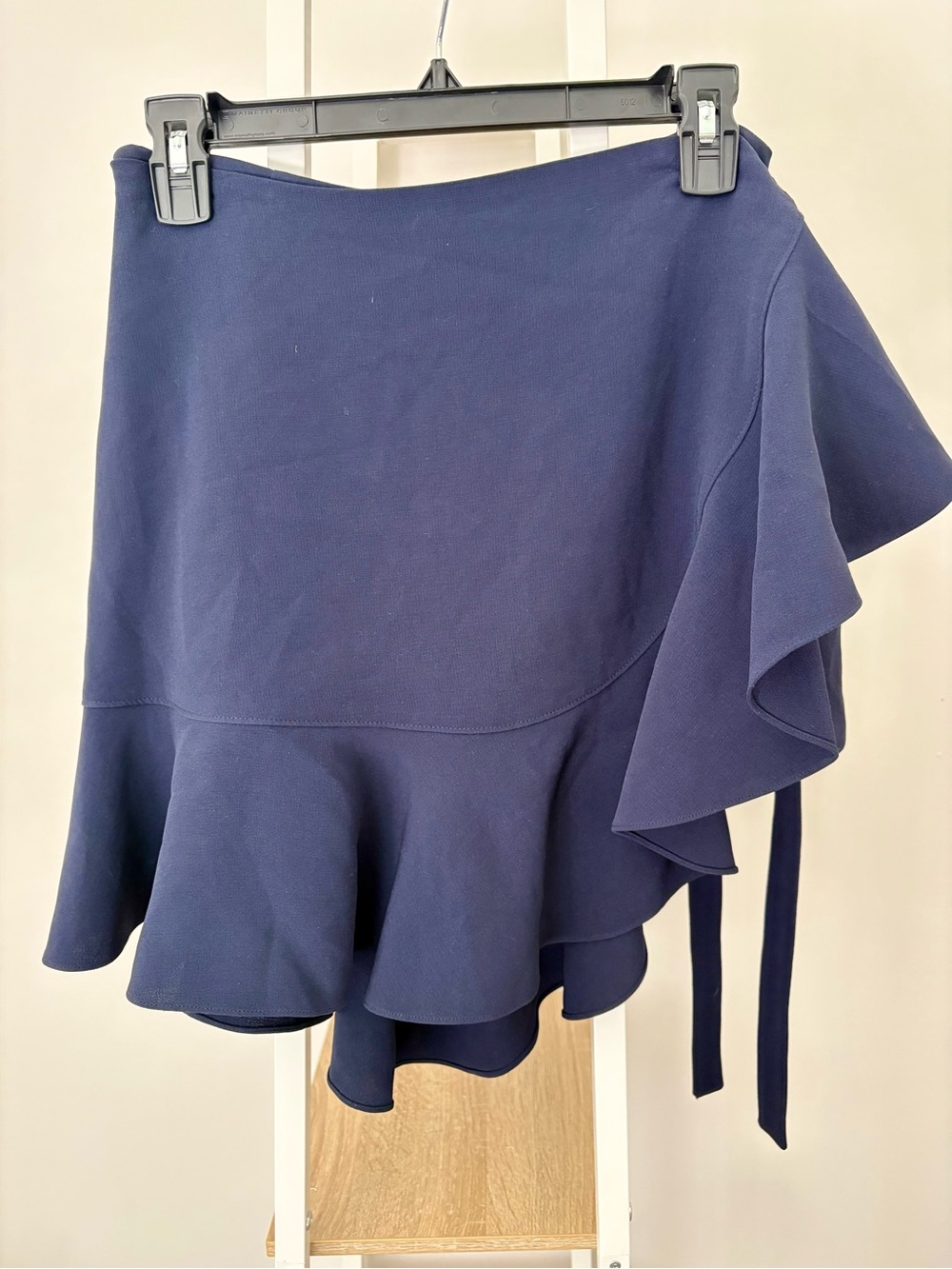 cinq a sept Navy Asymmetrical Ruffle Skirt